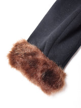 ファー袖 ノーカラーウールコート