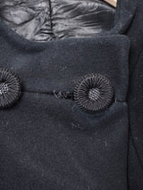 ファー袖 ノーカラーウールコート