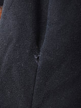 ファー袖 ノーカラーウールコート