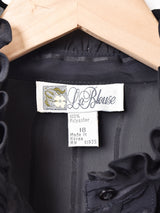 ストライプ フリルデザイン シアー長袖ブラウス