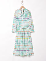 ベルト付き 長袖ボウタイワンピース