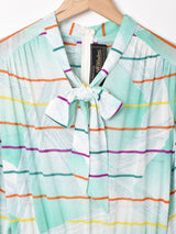 ベルト付き 長袖ボウタイワンピース