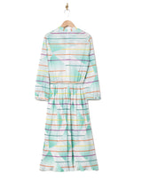 ベルト付き 長袖ボウタイワンピース