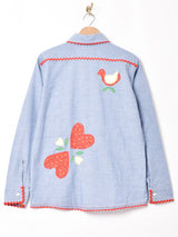 パッチ付き シャンブレーシャツ