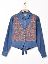 べスト付き 長袖デニムシャツ