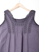 後染め カットワーク刺繍 ノースリーブナイティドレス