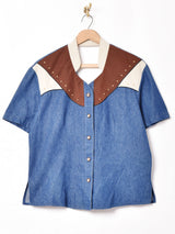 イギリス製 バックオープン 半袖シャツ