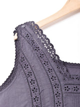 後染め カットワーク刺繍 ノースリーブナイティドレス