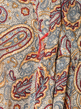 ペイズリー柄 パイピング  長袖ワンピース