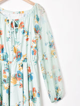 シアースリーブ 花柄ワンピース