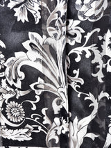 総柄 ノーカラー 長袖シアーブラウス