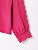 フランス製 フリルデザイン リボンタイ長袖ブラウス