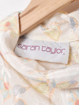 花柄 ハイネック 長袖ブラウス