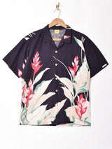 花柄 オープンカラー半袖シャツ