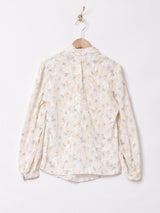 花柄 ハイネック 長袖ブラウス