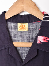 花柄 オープンカラー半袖シャツ