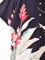 花柄 オープンカラー半袖シャツ