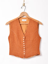 フランス製 後染め 織り柄ベスト