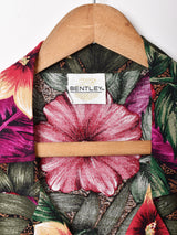 花柄 半袖オープンカラーシャツ