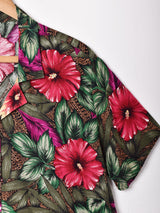 花柄 半袖オープンカラーシャツ