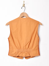 フランス製 後染め 織り柄ベスト