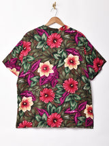 花柄 半袖オープンカラーシャツ