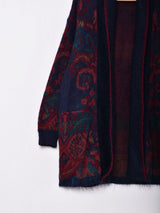 総柄 モヘア ロングカーディガン