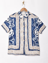 フランス製 総柄 半袖オープンカラーシャツ