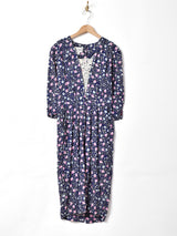 花柄 レース パフスリーブ 長袖ワンピース