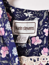 花柄 レース パフスリーブ 長袖ワンピース