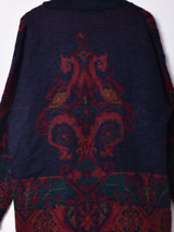 総柄 モヘア ロングカーディガン