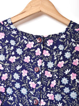 花柄 レース パフスリーブ 長袖ワンピース