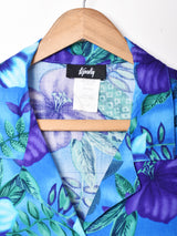 花柄 半袖オープンカラーシャツ