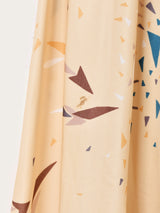 総柄  フリルカラー 長袖ワンピース