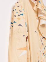 総柄  フリルカラー 長袖ワンピース