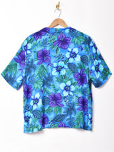 花柄 半袖オープンカラーシャツ