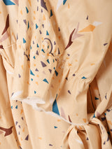 総柄  フリルカラー 長袖ワンピース