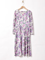 アメリカ製 花柄 パールボタン 長袖ワンピース