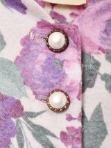 アメリカ製 花柄 パールボタン 長袖ワンピース