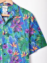 アメリカ製 花柄 半袖オープンカラーシャツ