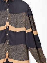 総柄 ハイネック長袖ブラウス