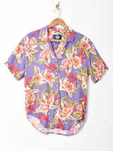 花柄 半袖オープンカラーシャツ