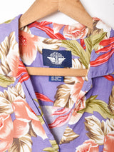 花柄 半袖オープンカラーシャツ