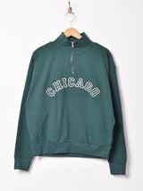 【2色展開】 ハーフジップ 刺繍 スウェットシャツ