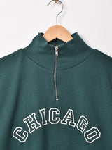 【2色展開】 ハーフジップ 刺繍 スウェットシャツ