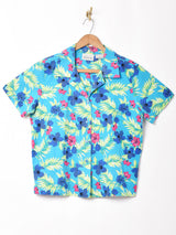 花柄 半袖オープンカラーシャツ