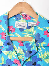 花柄 半袖オープンカラーシャツ