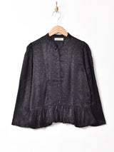 【2色展開】Emerald Motel スタンドカラー 長袖 ペプラムブラウス