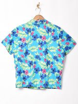 花柄 半袖オープンカラーシャツ