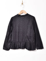 【2色展開】Emerald Motel スタンドカラー 長袖 ペプラムブラウス